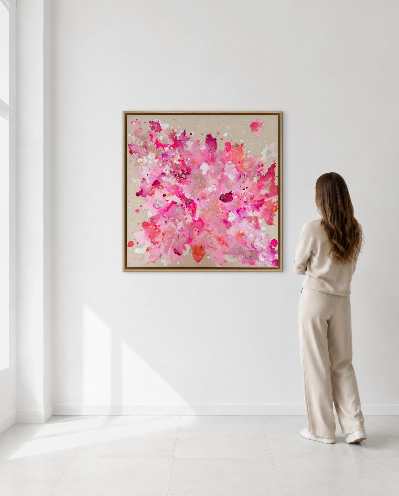 Pure-Unfolding, 2026, Acryl, Gold und Strukturelemente auf roher Baumwollleinwand, Ansicht 2